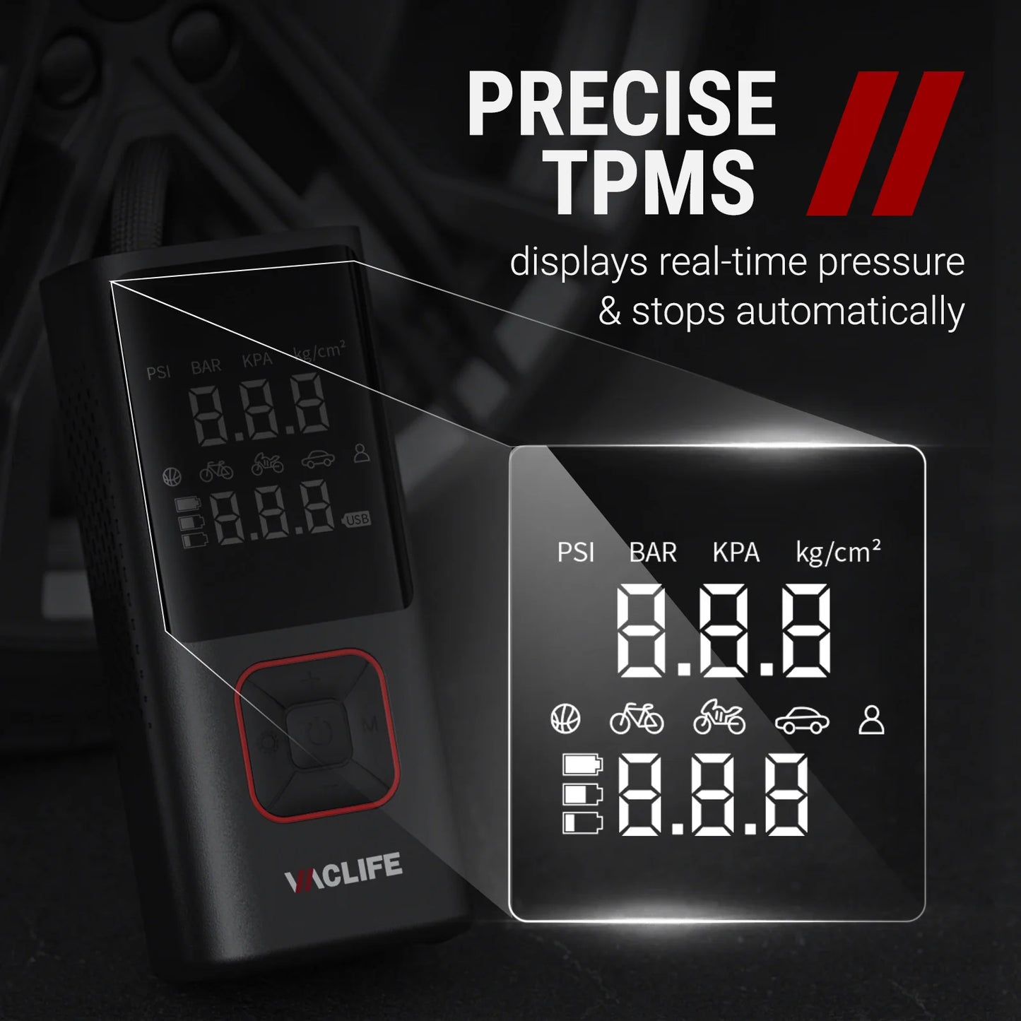 Multipurpose Air Compressor Portable for Car, Compact Bike Pump