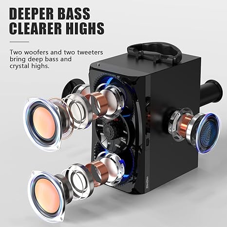 Bluetooth Speaker, Portable Wireless Speakers with Lights, 2 Double Subwoofer/Bluetooth